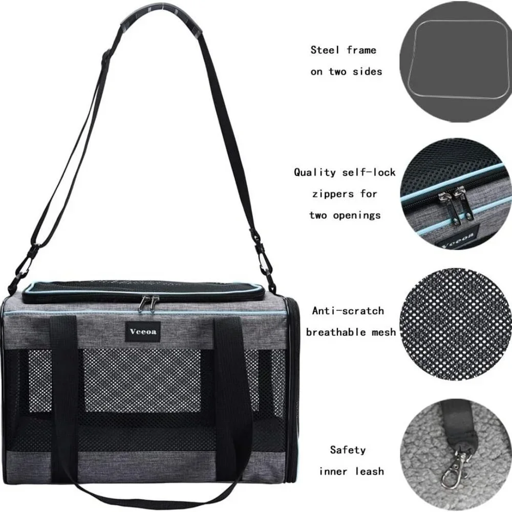 17.5x11x11 Inches Cat, Dog Carrier for Pets Up to 16 Lbs, Soft-Sided Cat Bag Ani